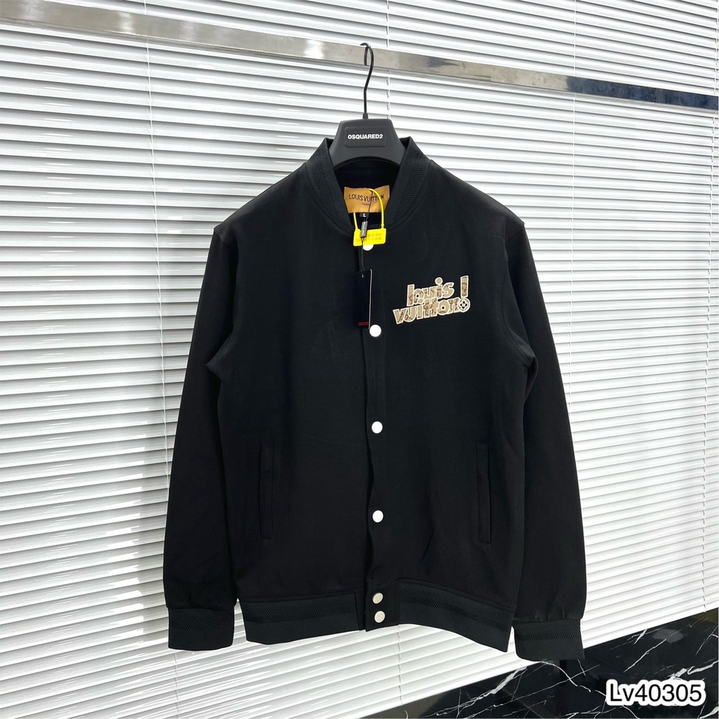 Áo Khoác Bomber Nam Lv Phối Họa Tiết Chữ Thêu Sau Lưng . Áo Khoác Bomber Lv Chất Dạ Cao Cấp - MINH TÂY STORE