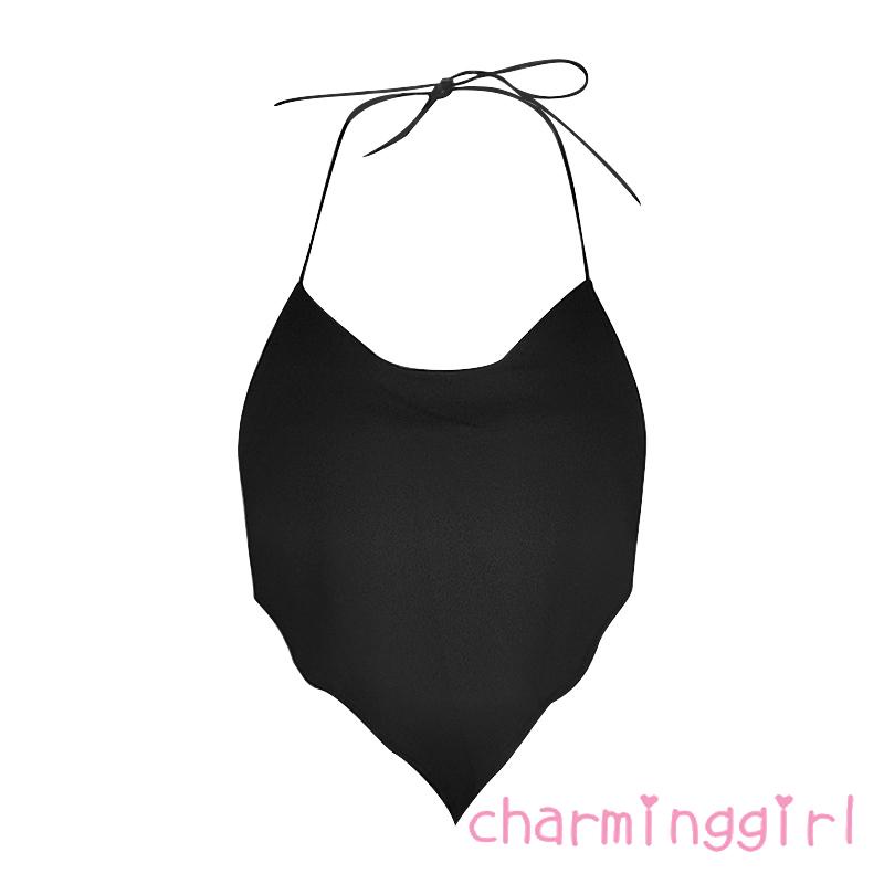 Áo Croptop Hai Dây Màu Trơn Hở Lưng Thời Trang Cho Nữ
