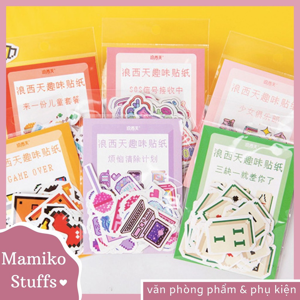SET STICKER DÁN DỄ THƯƠNG 8BIT NHIỀU CHỦ ĐỀ