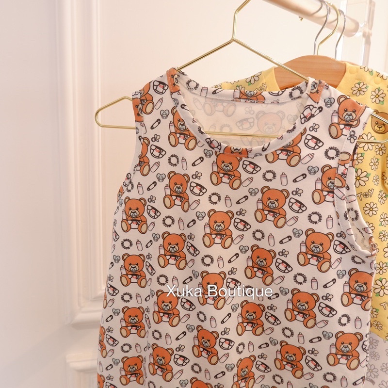 Body Đùi Cộc Tay Gấu QCCC. Style Hàn Quốc Cotton Cực Đẹp [Ảnh Thật] cho bé 0-24 tháng