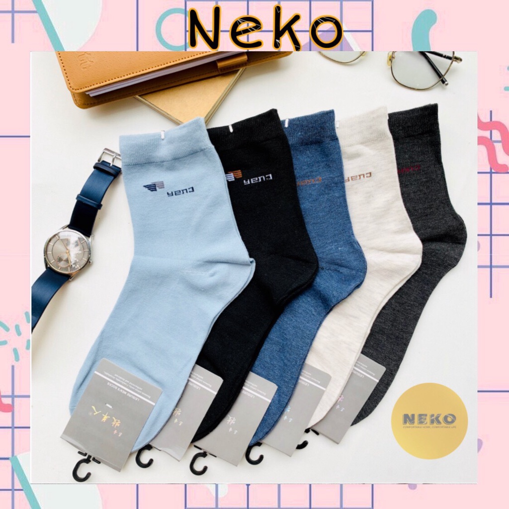 Tất vớ nam cổ cao set 5 đôi màu basic sang trọng lịch lãm Neko