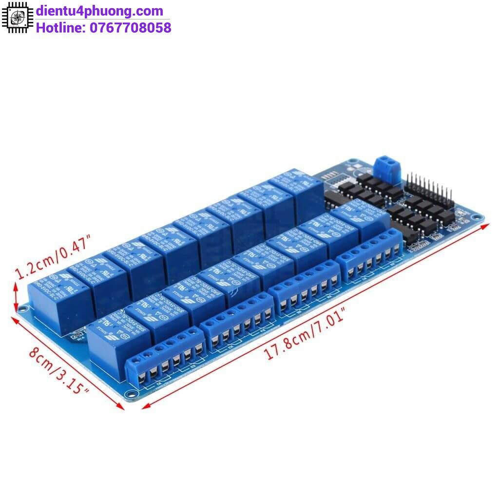 Module 16 Relay 5V Kích Mức Thấp Có Opto