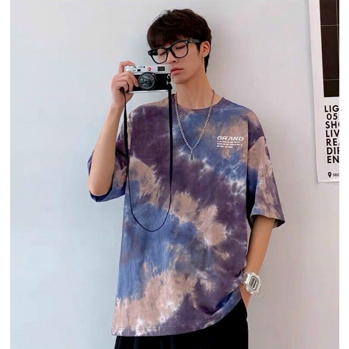 Áo thun Unisex nam nữ from dáng rộng họa tiết nhuộm loang nhiều màu thời trang năng động, áo thun cặp nam nữ