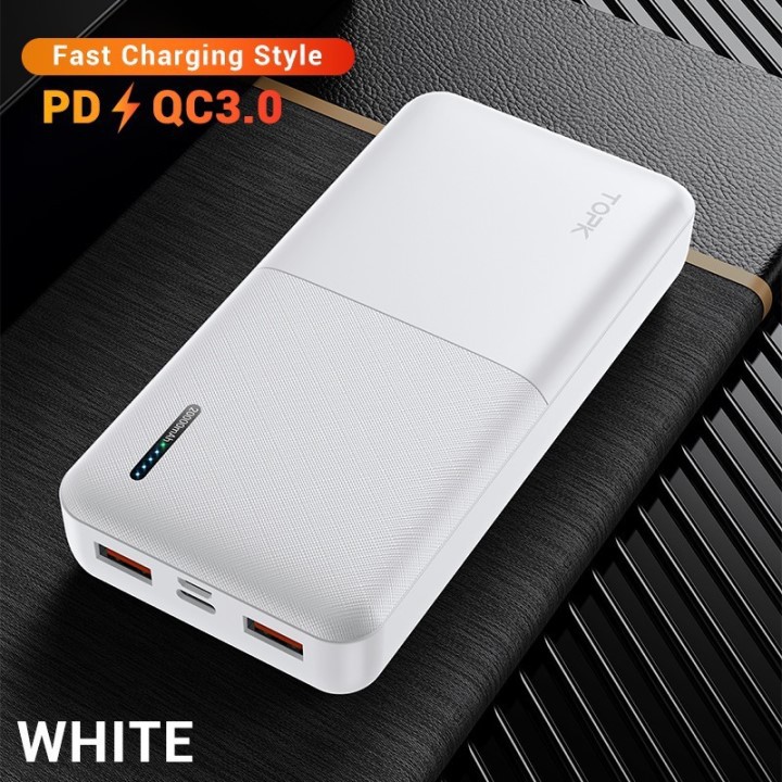 [Mã ELFLASH5 giảm 20K đơn 50K] Pin Sạc Dự Phòng Topk 20000mAh 3 Cổng Hỗ Trợ Sạc Nhanh Cổng in/our Type C