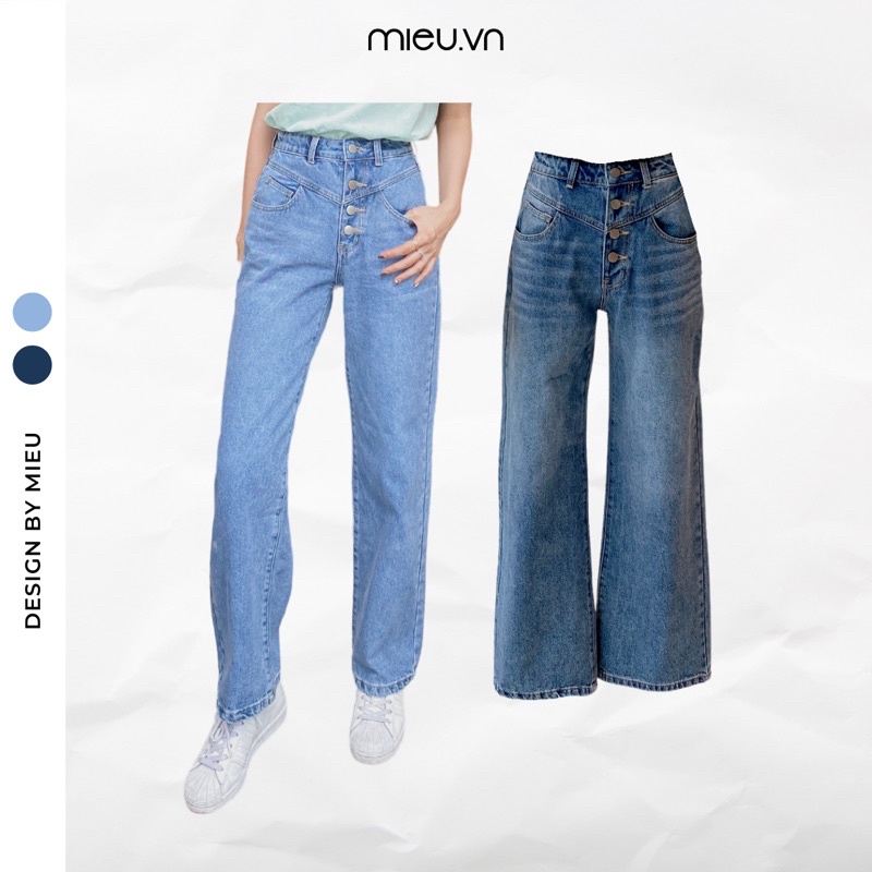 Quần jeans suông 4 nút gài MIEU - JMR06