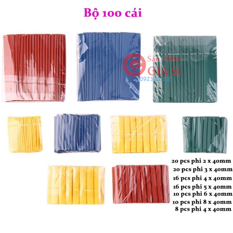 Bộ 100  ống gen co nhiệt (nhiều màu) đủ size ❤️freeship❤️