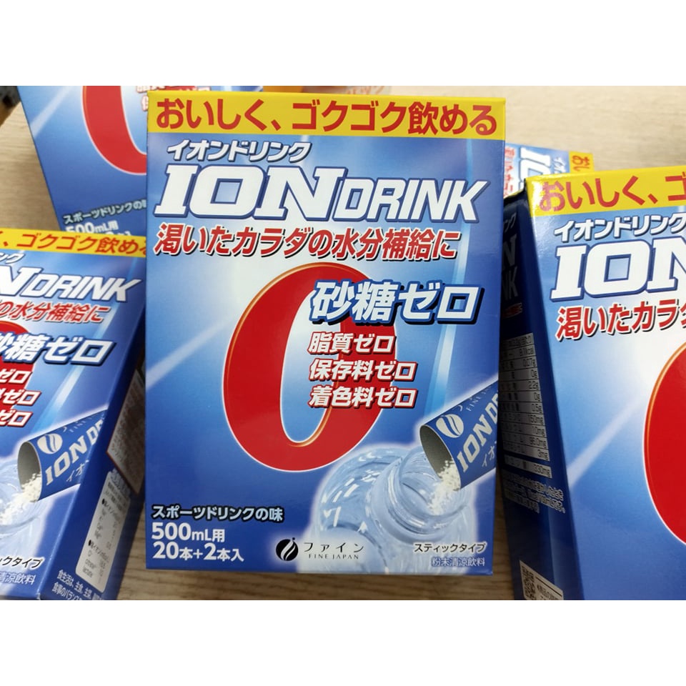 Bột pha nước uống Fine bù nước và chất đ.iện g.iải I.ON hộp 22 gói (3.2g/gói), hàng Nhật nội địa, date 2023