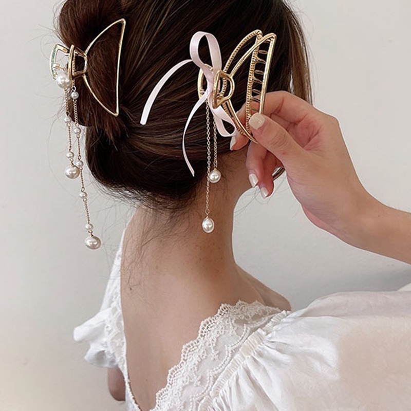 Kẹp Tóc Đính Nơ Và Ngọc Trai Thời Trang Dành Cho Nữ