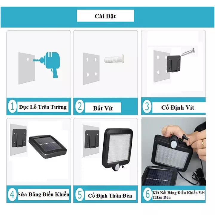 Đèn năng lượng mặt trời 120Led 60W Có điều khiển, Dây nối dài 5m, Sử dụng 8H, Chống nước tuyệt đối, Tự sáng khi có người