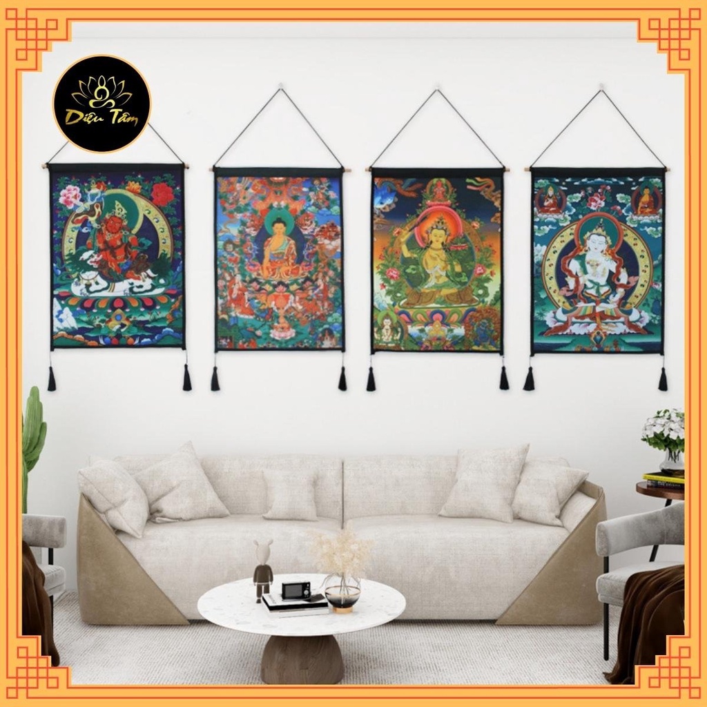 Tranh Phật treo tường thangka Tây Tạng trang trí nhà cửa full phụ kiện