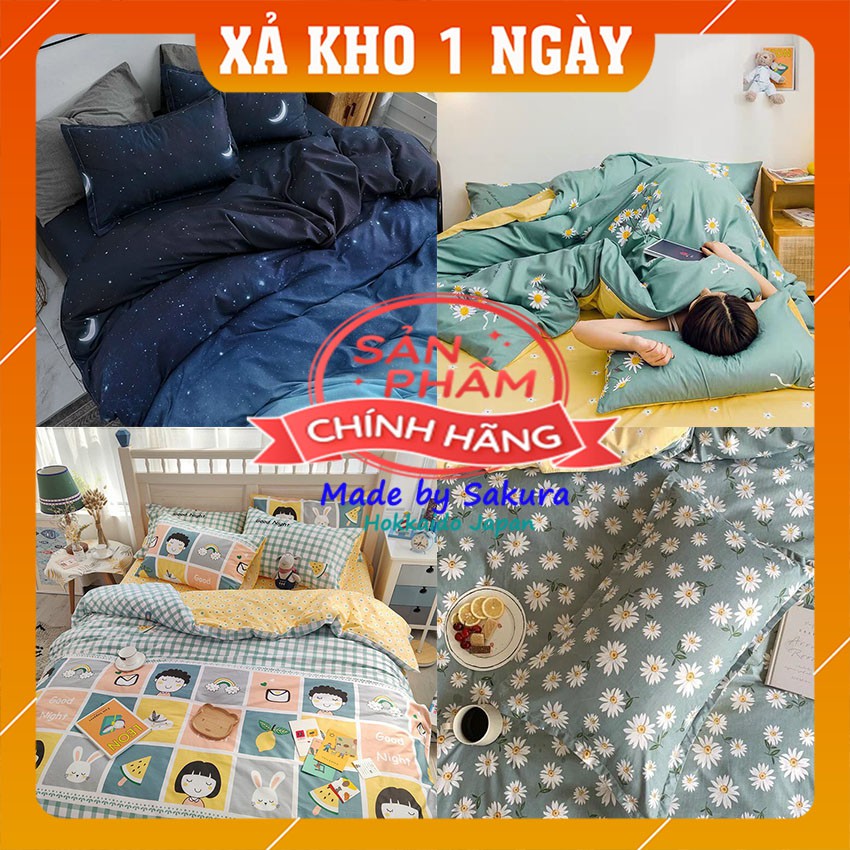 [XẢ KHO 3 NGÀY] Nhập Khẩu Chăn Ga Gôí Cotton Poly Hàn Quốc bộ 4 Món Tông Xanh Đẹp Hoàn Hảo