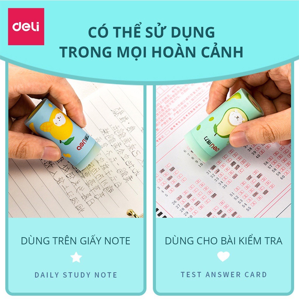 Gôm tẩy Deli hình trụ vẽ hoa quả nhiều màu - 71053