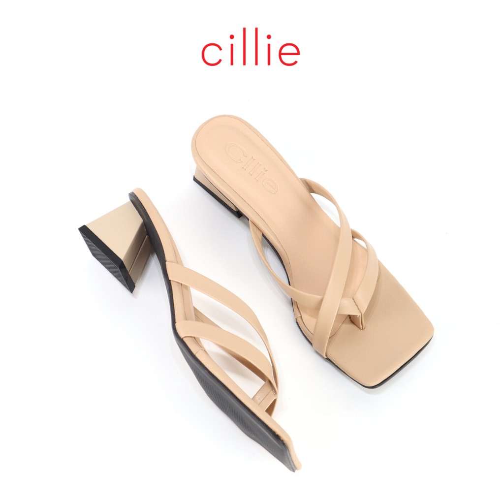 Guốc nữ cao gót mũi vuông xỏ ngón phối dây mang đi làm đi chơi dạo phố Cillie 2002