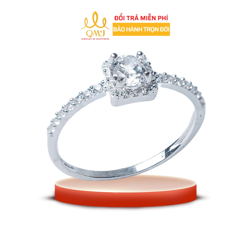 QMJ Nhẫn Princess đính đá sáng lấp lánh bạc 925 cao cấp Q524