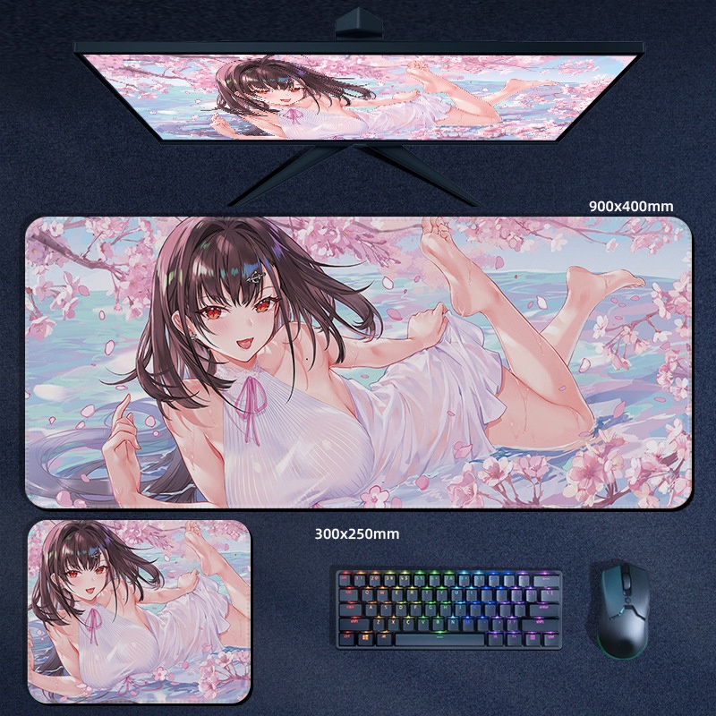 Tấm Lót Chuột Và Bàn Phím In Hình Game Azur Lane Cỡ Lớn 90*40cm
