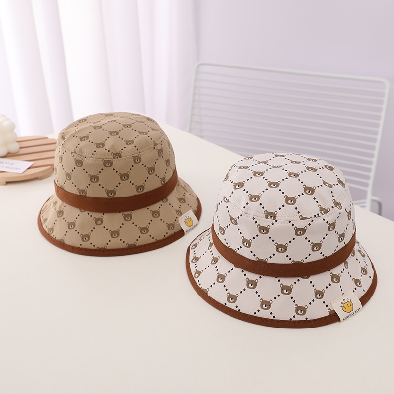 Mũ nón bucket vành rộng gấu cute cho bé từ 8 tháng- 6 tuổi