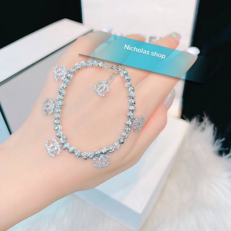 Lắc bi đính đá hiệu mạ bạch kim
