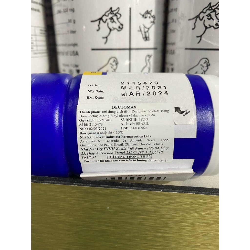 DORAMECTIN DECTOMAX 50ml - bom ghẻ mỹ đặ biệt tốt cho chó, mèo, heo, trâu, bò, dê, ngựa