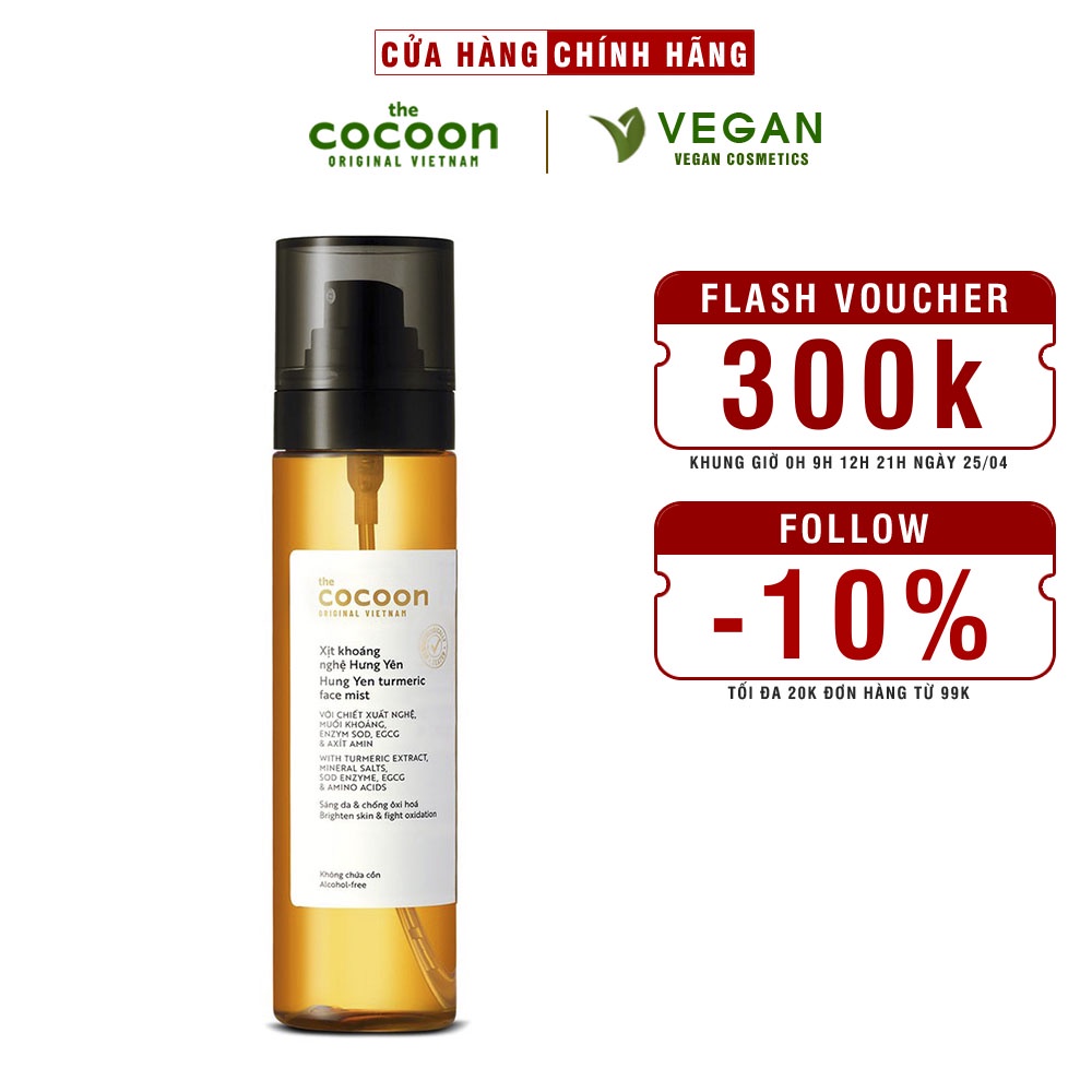 Xịt khoáng Nghệ Hưng Yên Cocoon 130ml làm sáng và cấp ẩm