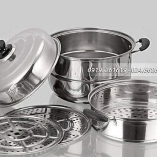 Nồi hấp inox 3 tầng 1 đáy