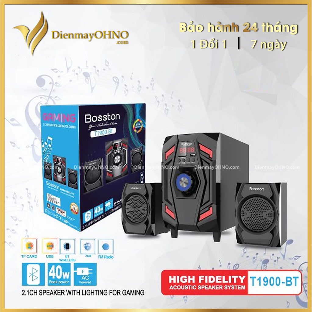 Loa Vi Tính Bluetooth BOSSTON T1900 Chính Hãng Loa Laptop Máy Vi Tính Để Bàn PC Bluetooth Đèn LED RGB - Điện Máy OHNO