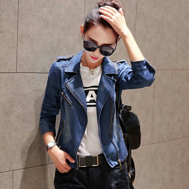 Áo jean nữ cao cấp cồ bẻ phong cách trẻ trung QCNP412