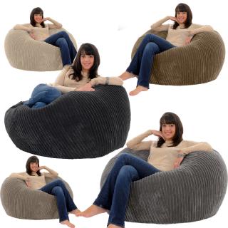 Túi ghế lười hạt đậu loại lớn vải nhung kẻ 120*100cm sử dụng trong nhà dành cho người lớn
