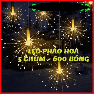Bộ 5 chùm  Dây Đèn Led  Hình Pháo Hoa, Trang Trí Sân Vườn, Giáng Sinh Độc Đáo