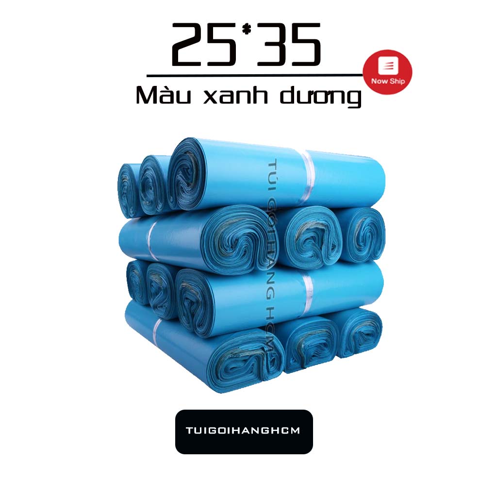 Túi gói hàng 25x35 MÀU XANH DƯƠNG loại PHỔ THÔNG nhựa nguyên chất dẻo bóng đẹp - Tuigoihanghcm (1)