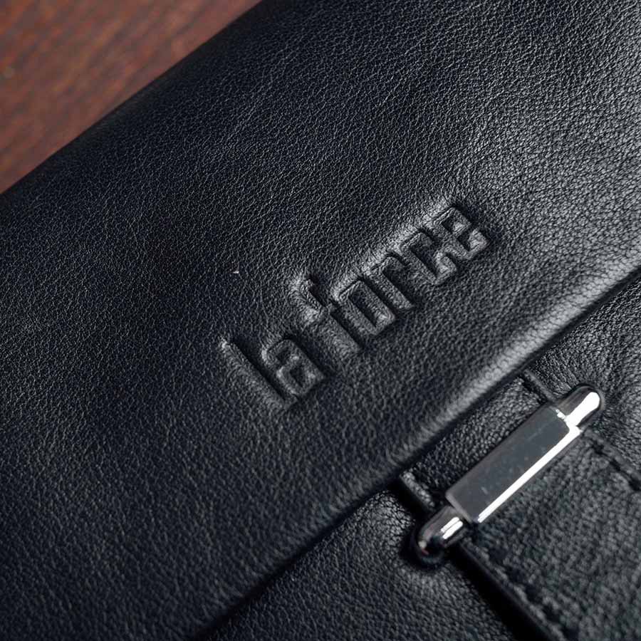 Ví Nam Cầm Tay LAFORCE Nắp Gập Da Trơn VCTLA9029-D Tặng Tất Nam Cao Cấp