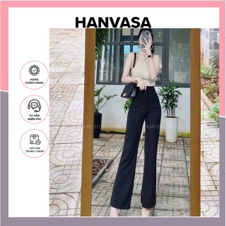 Quần tây nữ công sở lưng cao ống suông rộng ống loe đi học bigsize HANVASA Q40