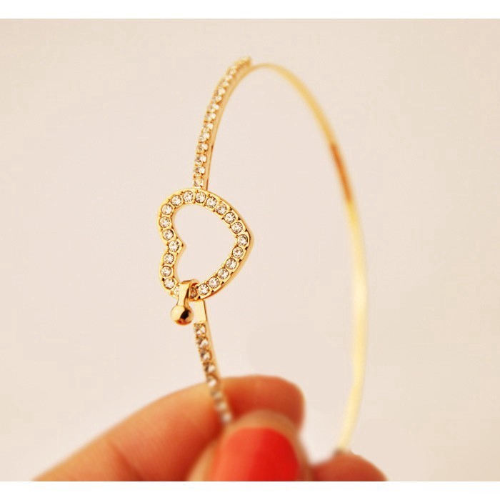  Vòng đeo tay hợp kim mặt hình cỏ ba lá/ trái tim đính đá lấp lánh dễ thương cho nữ | BigBuy360 - bigbuy360.vn