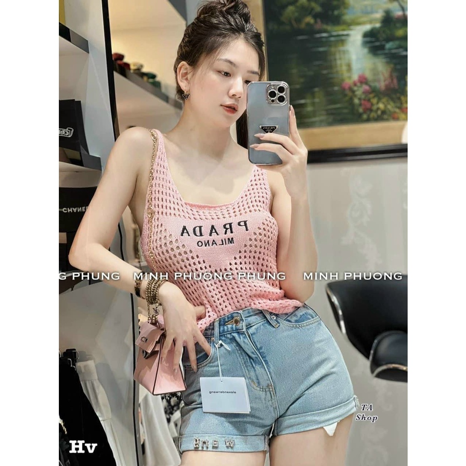 Áo len lưới 2 dây Pra...da