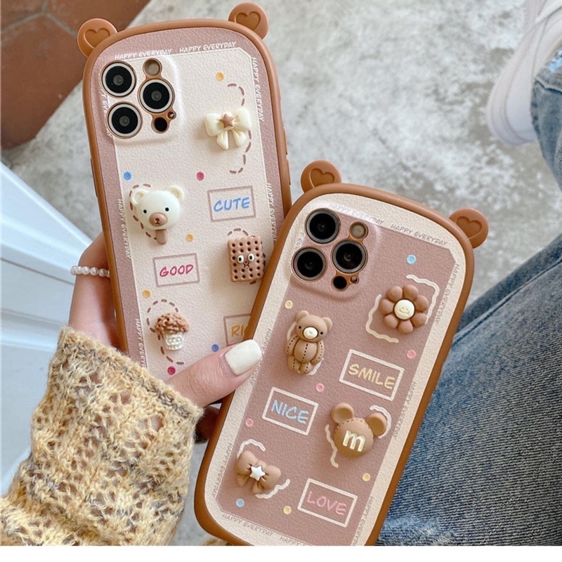 Ốp Iphone - Ốp Tai Gấu In Sần Dán Stick Iphone 8plus, XsMax, 11ProMax, 12ProMax, 13ProMax