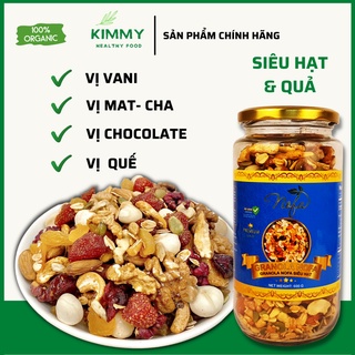 Granola Ăn Kiêng siêu Hạt & Quả 600gr, Ngũ cốc giảm cân thêm Macca, Óc chó đỏ, Dâu tây NOFA 75% - Kimmy Healthy