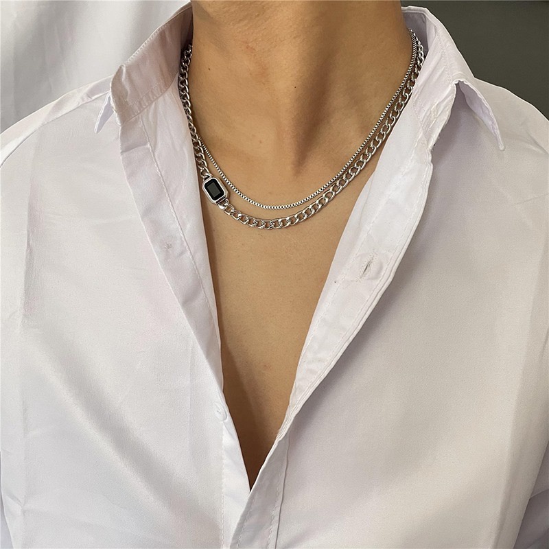 Vòng cổ nam dây chuyền màu bạc nam nữ unisex Loki Accessories Titan đẹp phụ kiện thời trang - Cuba Black