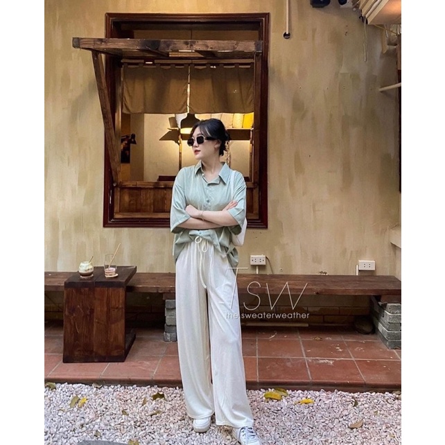 Sơmi tay cộc buộc eo