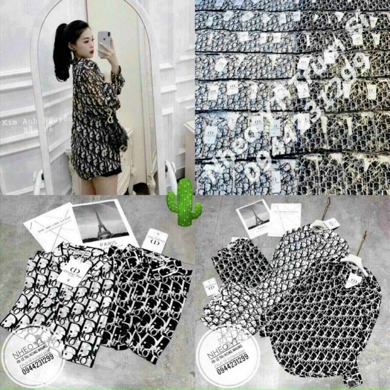 ÁO SOMI SƠ MI NỮ DIOR TAY DÀI sơmi hai màu đen trắng🍀🍀🍀p877