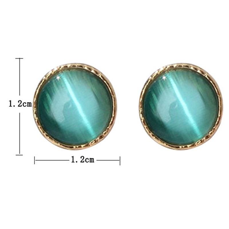 Hoa Tai Mặt Đá Opal Tròn Cho Nữ