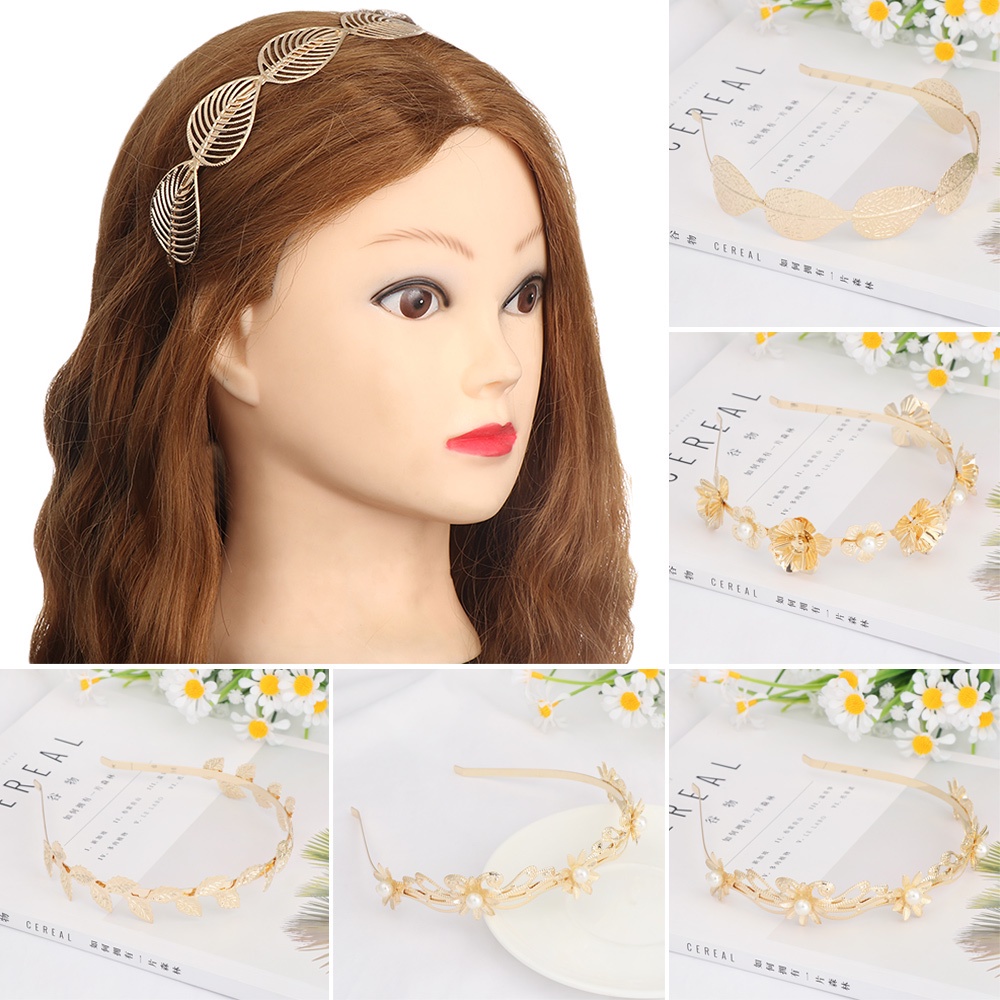 Cài tóc bằng kim loại hình hoa lá đính ngọc trai giả thời trang cho nữ