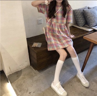 Váy babydoll kẻ caro