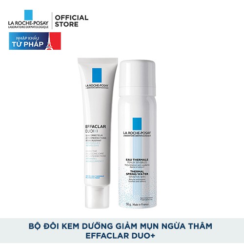 Bộ đôi kem dưỡng giảm mụn, ngừa thâm La Roche Posay Effaclar Duo+ 40ml và Xịt khoáng làm dịu da 50ml