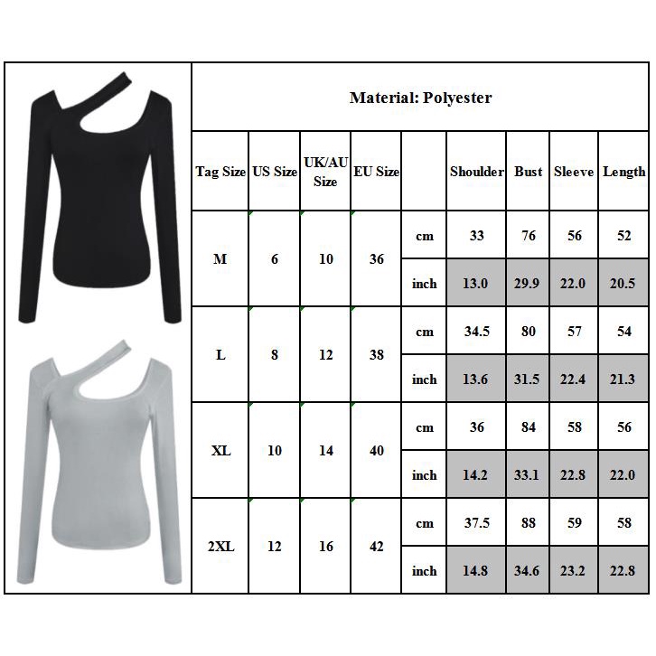 Áo thun nữ tay dài cổ chữ U dáng ôm gợi cảm thời trang