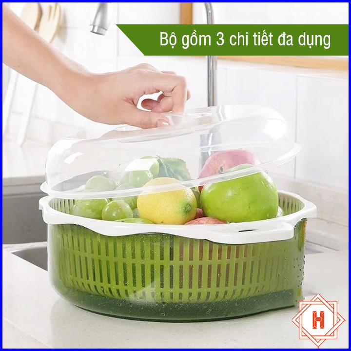 Song Long Plastic 2896 Bộ rổ chậu tròn có nắp đậy siêu tiện dụng { H }