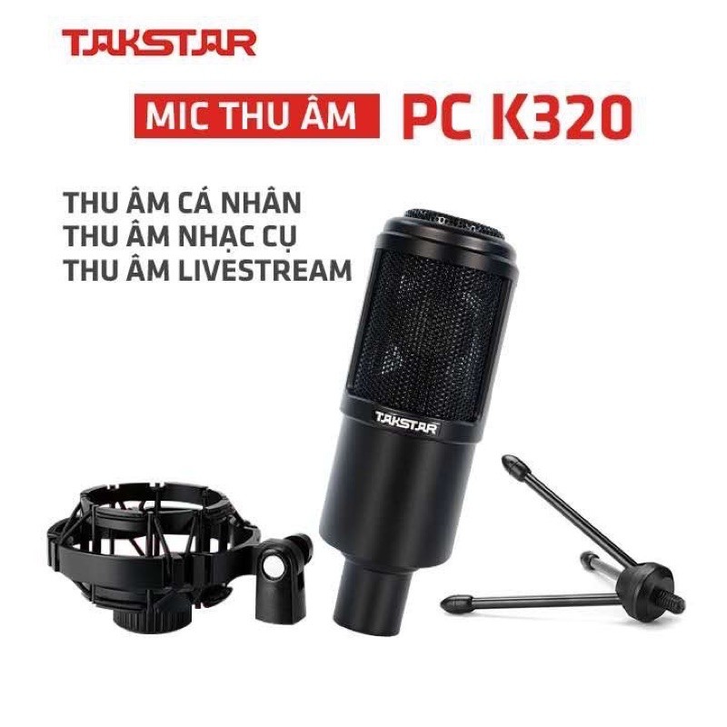 Combo mic thu âm Takstar PC K320 kèm nguồn phan tom 48v