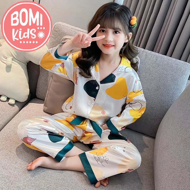 [ 9KG - 38KG ] Bộ Đồ Ngủ Pijama Dài Tay Cho Bé Chất Vải Lụa Siêu Cao Cấp