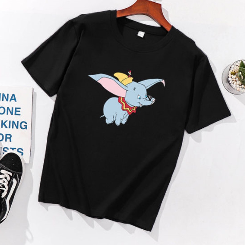 Áo thun tay ngắn cổ tròn in hoạt hình Dumbo thời trang mùa hè 2020 cho nữ