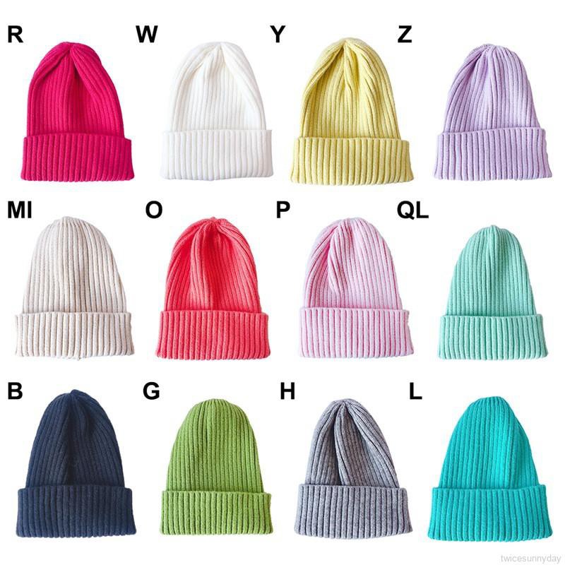 Mũ len màu trơn ấm áp cho bé