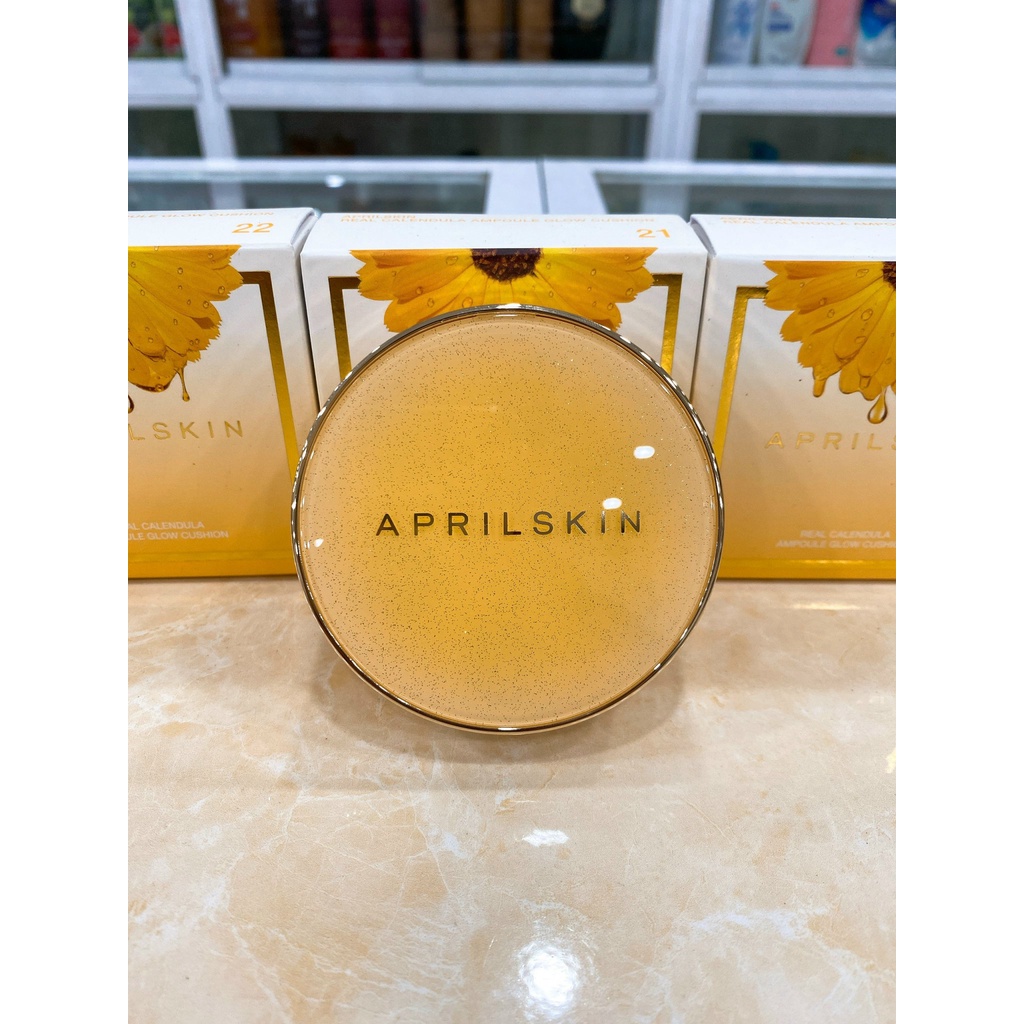 Phấn Nước Aprilskin Real Calendula Ampoule Glow Cushion SPF50+/PA++++ Hàn Quốc 13g