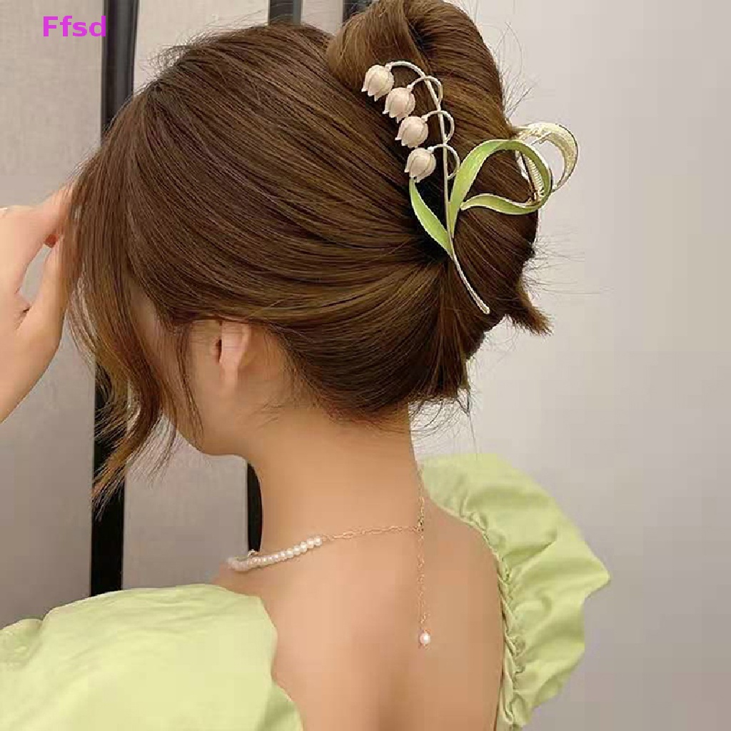 {Ffsd} Kẹp Tóc Móng Vuốt Đính Hoa Chuông Xanh Dương Thanh Lịch * Bán Chạy